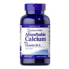 Puritan's Pride Absorbable Calcium Plus Vitamin D-3 100 софт гелевих капсул Кальцій
