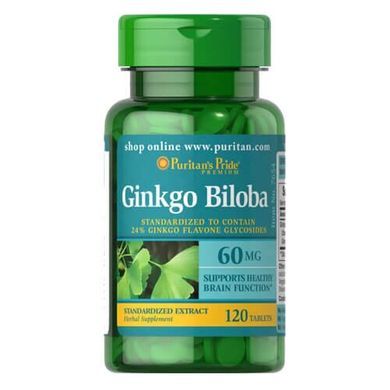 Puritan's Pride Ginkgo Biloba Standardized Extract 60 mg 120 табл Гінко білоба