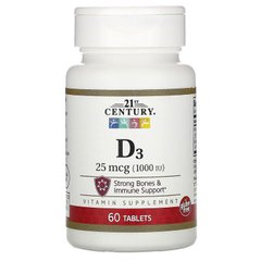 21st Century vitamin D3 25 мкг 1000 IU 60 таб Витамин D