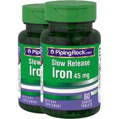 Piping Rock	Slow Release Iron 45 mg 60 таблеток  Минералы
