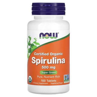 NOW Spirulina 500 mg 100 таблеток Спіруліна