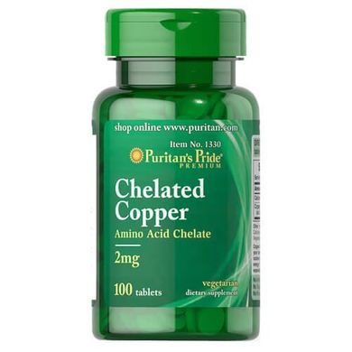 Puritan's Pride Copper Chelate 2 mg 100 таб Другие минералы