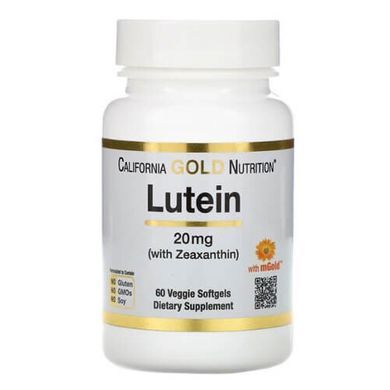 California Gold Nutrition Lutein with Zeaxanthin 20 mg 60 капсул Лютеин