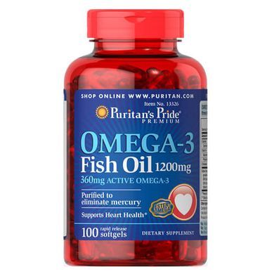 Puritan's Pride Omega-3 Fish Oil 1200 mg 100 капсул Омега-3