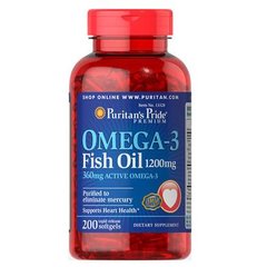 Puritan's Pride Omega-3 Fish Oil 1200 mg 200 капс Омега-3
