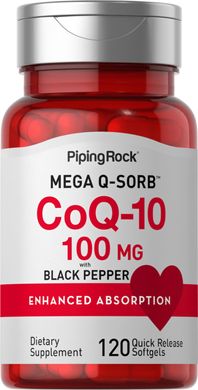 PipingRock Mega Q-Sorb Коэнзим Q-10 100 мг 120 капсул Коэнзим Q-10