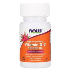 NOW Foods Vitamin D3 10 000 IU 120 мягких капсул Витамин D