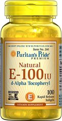 Puritan's Pride Vitamin E-100 IU 100 softgels Вітамін E