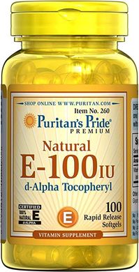 Puritan's Pride Vitamin E-100 IU 100 softgels Витамин E