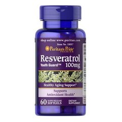 Puritan's Pride Resveratrol 100 mg 60 рідких капсул Інші екстракти