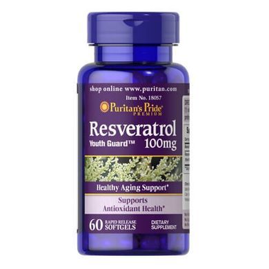 Puritan's Pride Resveratrol 100 mg 60 жидких капсул Другие экстракты