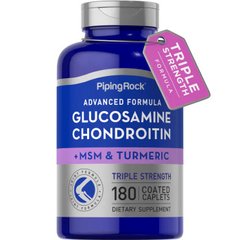Piping Rock	Triple Strength Glucosamine Chondroitin MSM + Turmeric 180 капсул Для суставів і связок