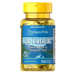 Puritan's Pride Cod Liver Oil 415 mg 100 капсул Омега-3