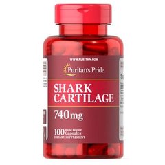 Puritan's Pride Shark Cartilage 740 mg 100 капсул Глюкозамин и хондроитин