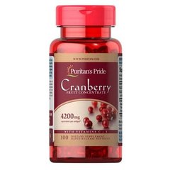 Puritan's Pride Cranberry Fruit Concentrate with C + E 4200 mg 100 капсул Другие экстракты