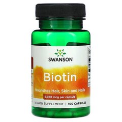 Swanson Biotin 5000 мкг 100 капсул Біотін (B7)