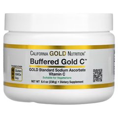 California Gold Nutrition, Buffered Gold C, некислый буферизированный витамин C в виде порошка, аскорбат натрия, 238 г Витамины
