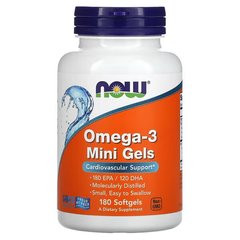 NOW Foods Omega-3 mini gels 180 рідких капсул Омега-3