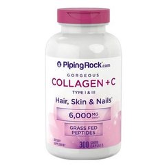 PipingRock Hydrolyzed Collagen Type I & III 1000 mg 300 табл Колаген