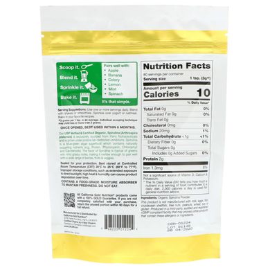 California Gold Nutrition Organic Spirulina Powder 240 грамм Спирулина