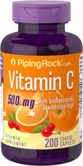 Piping Rock	Vitamin C 500 mg 200 Капсул Витамины