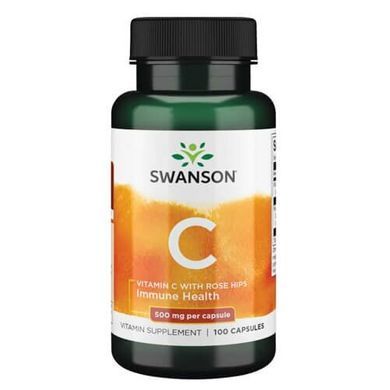 Swanson Vitamin C with Rose Hips 500mg 100 капсул Вітамін C
