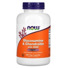 NOW Glucosamine & Chondroitin with MSM 180 капсул Для суставов и связок
