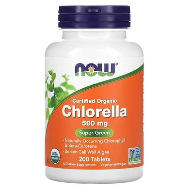 NOW Chlorella 500 mg 200 таблеток Хлорофил