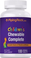 PipingRok Children's Complete Daily, 100 Жувальних таблеток Для дітей