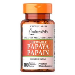 Puritan's Pride Papaya Papain 100 жевательных таблеток Пробиотики и энзимы