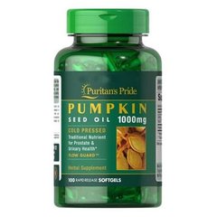 Puritan's Pride Pumpkin Seed Oil 1000 mg 100 рідких капсул Інші екстракти
