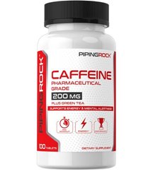 Piping Rock	Caffeine 200 mg plus Green Tea 100 таблеток Для мозговой активности, нервной системы и сна
