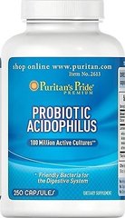 Puritan's Pride Probiotic Acidophilus 250 капс Пробіотіки і Ензими
