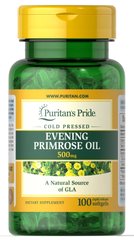 Puritan's Pride Evening Primrose Oil 500 mg with GLA 100 рідких капсул Масло прімули вечірньої