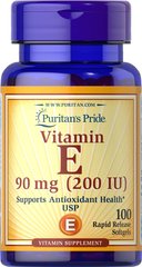 Puritan's Pride Vitamin E-200 IU 100 софт-гелеві капсули  Вітамін E