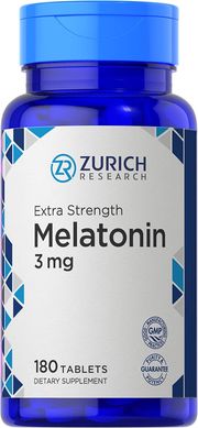Zurich Research	Melatonin 3 mg 180 таблеток Для мозговой активности, нервной системы и сна