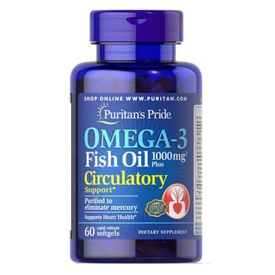 Puritan's Pride Omega-3 Fish Oil Plus Circulatory Support 60 капс Омега-3
