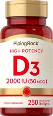 Piping Rock	Vitamin D3 2,000 IU 250 софт-гелевые капсулы Витамины