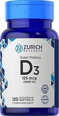 Zurich Research	Vitamin D3 5000 IU 120 софт-гелевые капсули Витамины