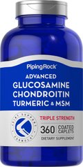 Piping Rock	Triple Strength Glucosamine Chondroitin MSM + Turmeric 360 таблеток Для суглобів і зв'язок