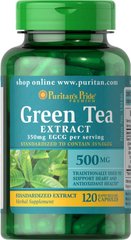 Puritan's Pride Green Tea Extract 500 mg 120 капс  Добавки на основі трав
