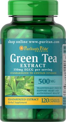 Puritan's Pride Green Tea Extract 500 mg 120 капсул Добавки на основе трав