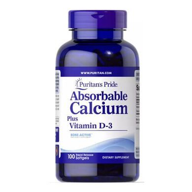 Puritan's Pride Absorbable Calcium Plus Vitamin D-3 100 софт гелевых капсул Кальций