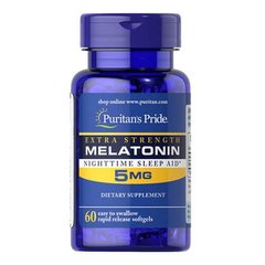 Puritan's Pride Extra Strength Melatonin 5 mg 60 капсул Мелатонін
