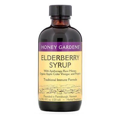 Honey Gardens Elderberry Syrup with Apitherapy Raw Honey Propolis and Elderberries 120 ml