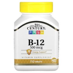 21st Century, вітамін В12, 500 мкг, 110 таблеток Вітамін B