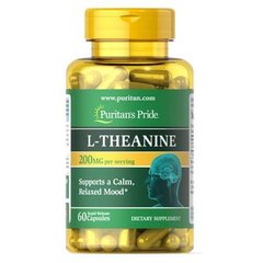 Puritan's Pride L-Theanine 200 mg 60 капсул Для мозговой активности, нервной системы и сна