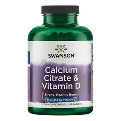 Swanson Calcium Citrate & Vitamin D 250 таб Кальций