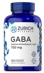 Zurich Research	GABA 750 mg 120 капсул Для мозговой активности, нервной системы и сна