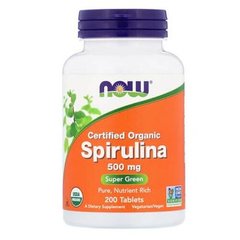 NOW Spirulina 500 mg 200 таблеток Спіруліна